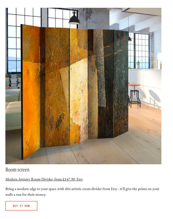 Wowdecor UK featured in Glamour Magazine for room dividers