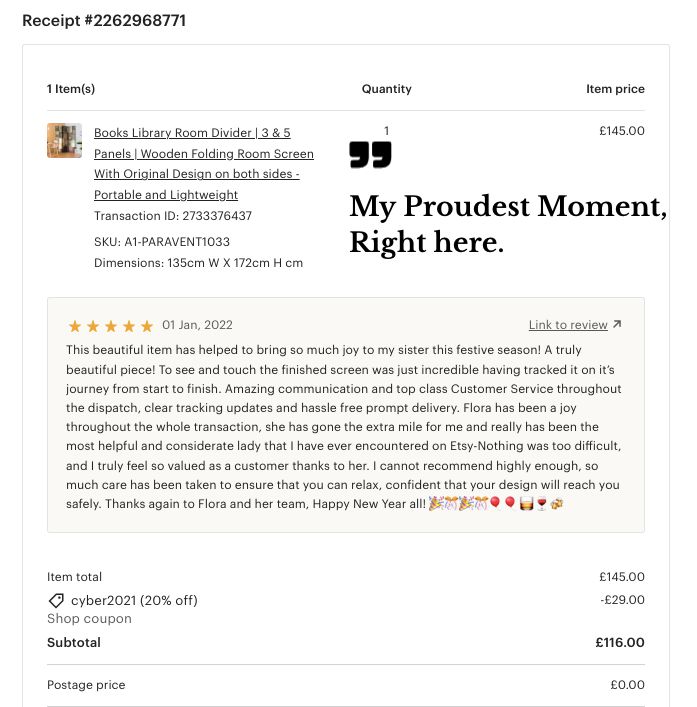 Customer reviews showing positive feedback for designs